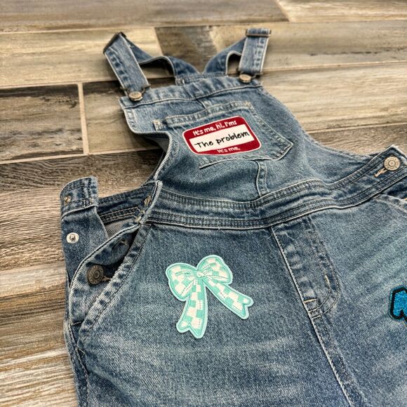 Taylor Swift Girls Overall Worn Denim Jeans Upcycled Cute Swiftie Fan Patches - Picture 7 of 9